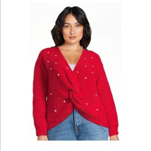 Twist Faux Pearl Sweater NWT